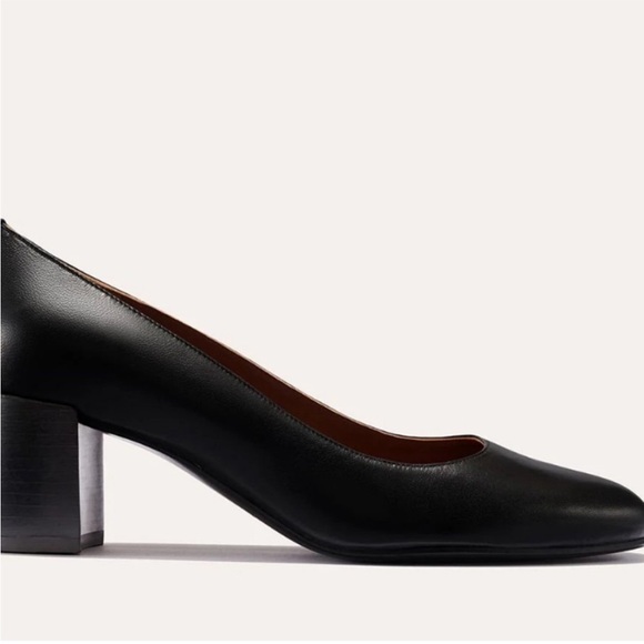 MARGAUX The Heel in Black Nappa Block Pumps Size 38 W Comfortable Leather - Picture 2 of 13